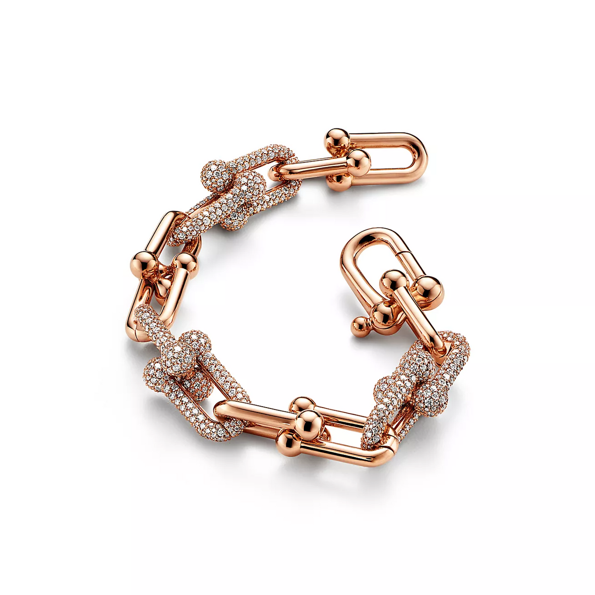 [JeweliWhal]HARDWEAR LARGE LINK PINK GOLD PAVED DIAMOND BRACELET