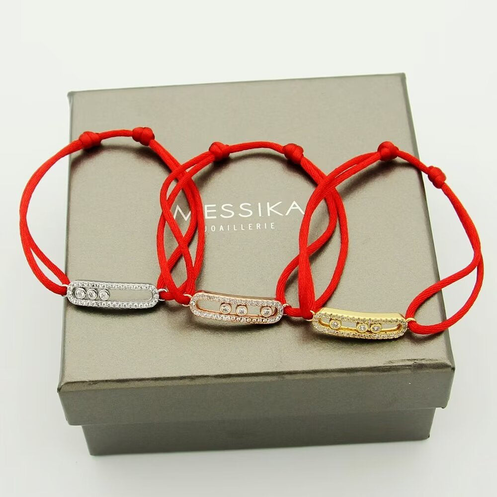 [⭐⭐JeweliWhal]Messika Care(s) Armband mit rosa Kordel und Pavé-Besatz