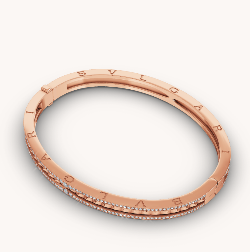 [⭐⭐JeweliWhal]ZERO 1 SPIRAL AND PAVED DIAMOND PINK GOLD BRACELET