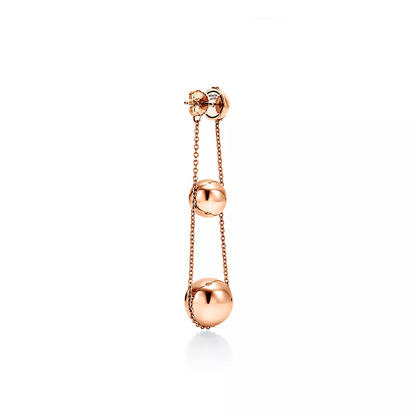 [JeweliWhal]TRIPLE DROP PINK GOLD EARRINGS