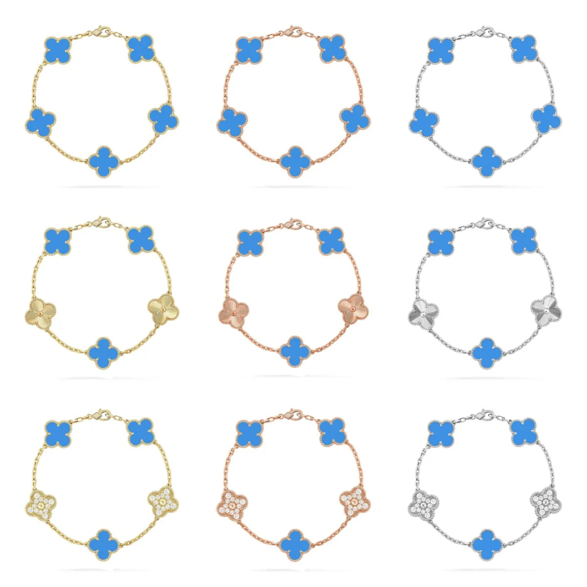 [⭐⭐JeweliWhal] CLOVER 5 MOTIF BLUE AGATE BRACELET COLLECTION