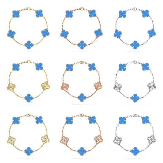 [⭐⭐JeweliWhal] CLOVER 5 MOTIF BLUE AGATE BRACELET COLLECTION