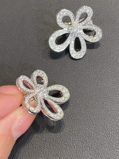 [⭐⭐JeweliWhal]BLUMENSPITZEN-OHRRINGE MIT VOLLBESATZ-DIAMANTEN