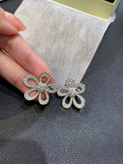 [⭐⭐JeweliWhal]BLUMENSPITZEN-OHRRINGE MIT VOLLBESATZ-DIAMANTEN