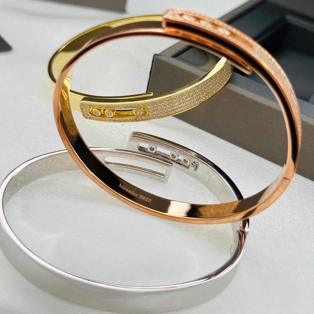 [⭐⭐JeweliWhal]Move Noa Rose Gold Pavé Diamond Bangle Bracelet