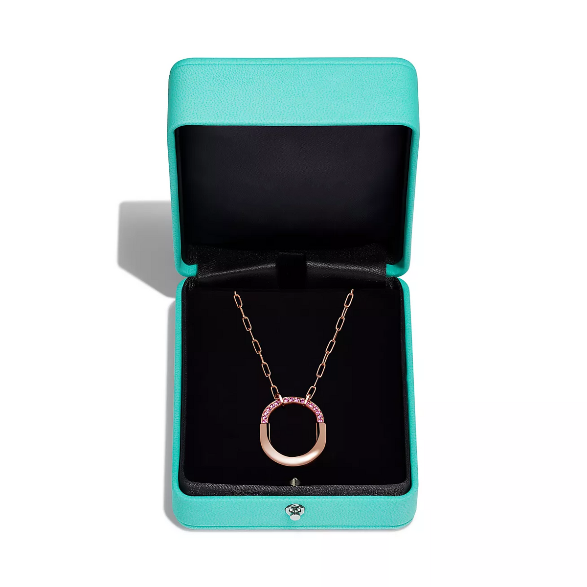 [JeweliWhal]LOCK MEDIUM PENDANT PINK DIAMOND PINK GOLD NECKLACE