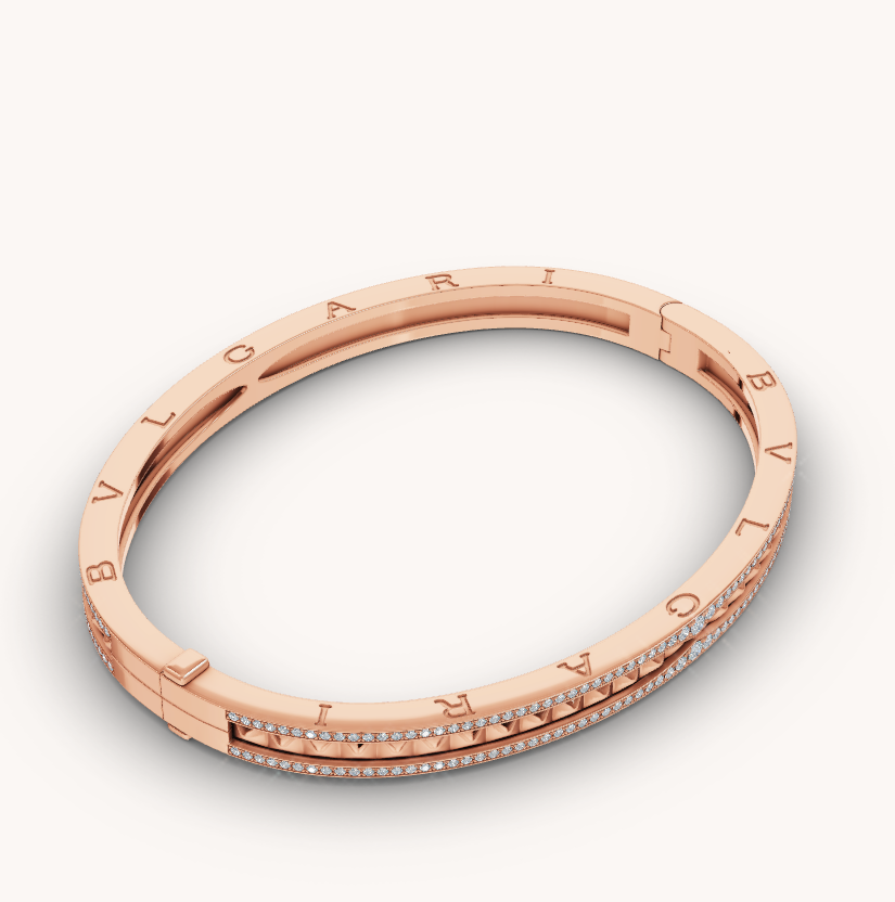 [⭐⭐JeweliWhal]ZERO 1 SPIRAL AND PAVED DIAMOND PINK GOLD BRACELET