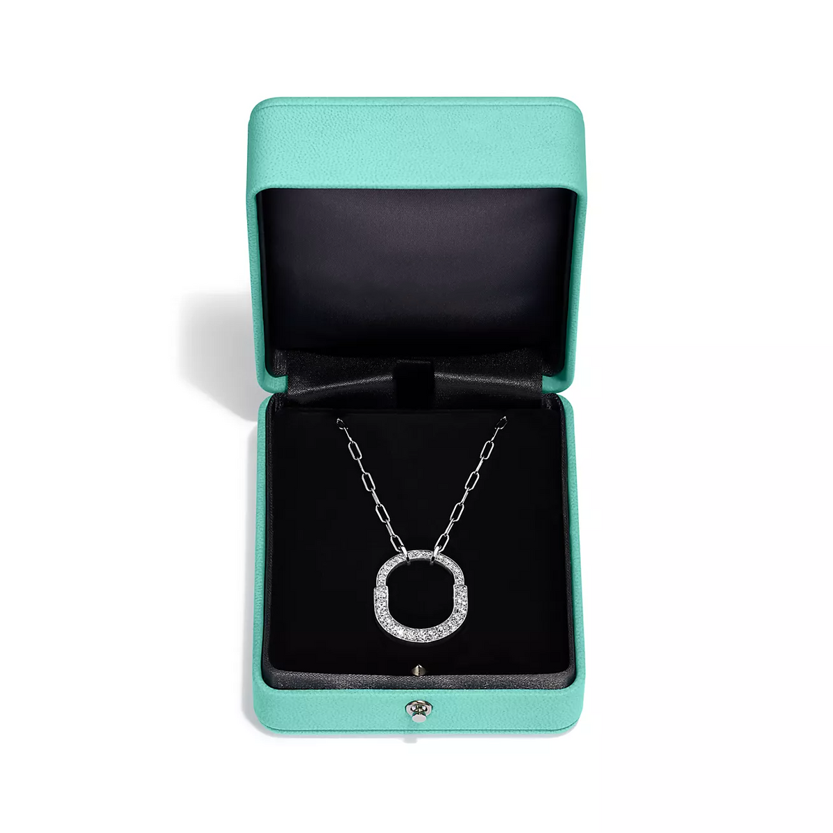 [JeweliWhal]LOCK NECKLACE MEDIUM PENDANT SILVER PAVED DIAMONDS