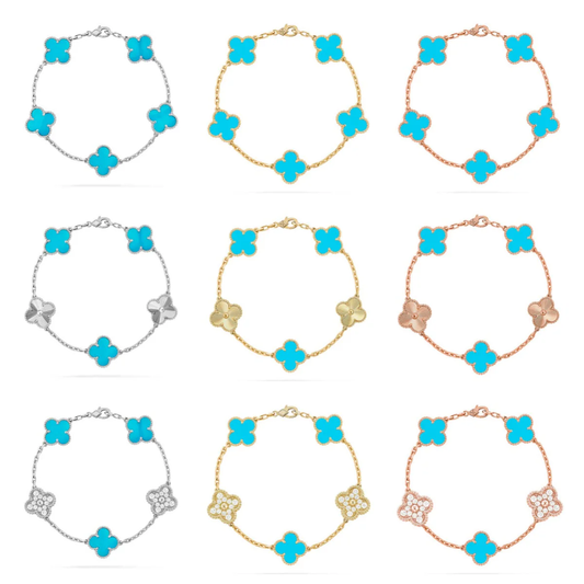 [⭐⭐JeweliWhal] CLOVER 5 MOTIF TURQUOISE BRACELET COLLECTION