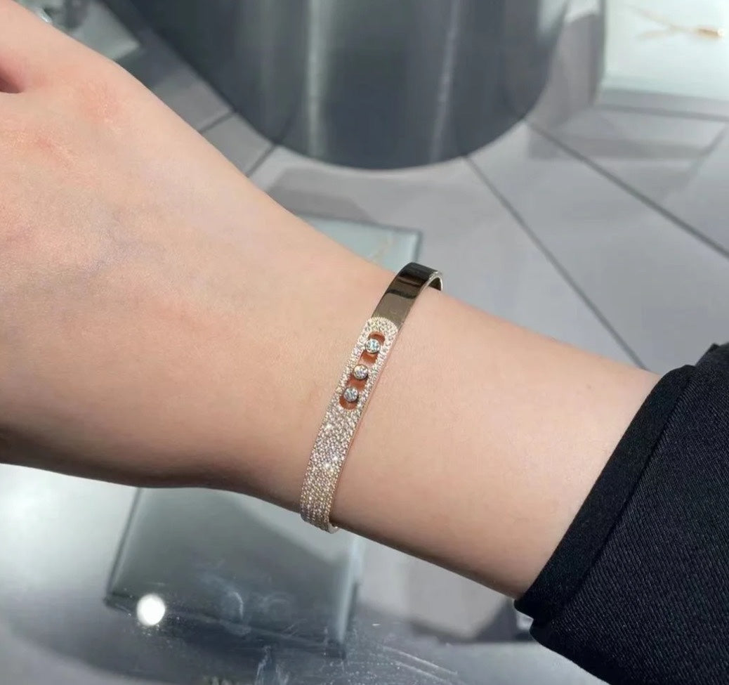 [⭐⭐JeweliWhal]Move Noa Rose Gold Pavé Diamond Bangle Bracelet