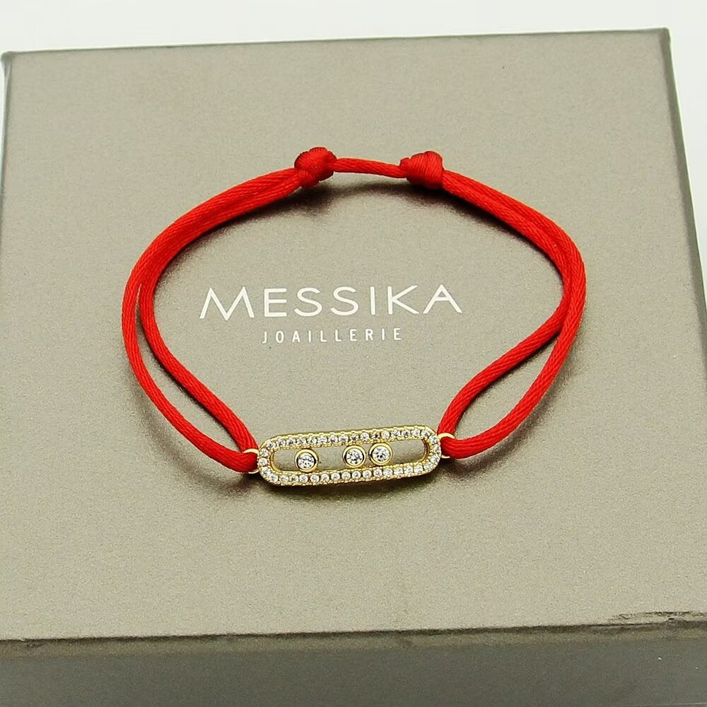 [⭐⭐JeweliWhal]Messika Care(s) Armband mit rosa Kordel und Pavé-Besatz