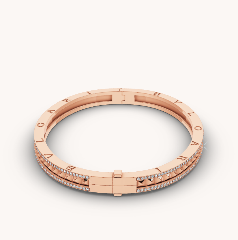 [⭐⭐JeweliWhal]ZERO 1 SPIRAL AND PAVED DIAMOND PINK GOLD BRACELET