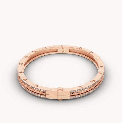 [⭐⭐JeweliWhal]ZERO 1 SPIRAL AND PAVED DIAMOND PINK GOLD BRACELET