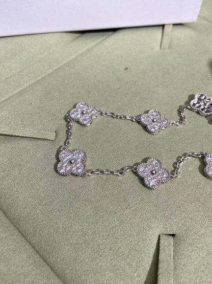 [⭐⭐JeweliWhal]CLOVER 10 MOTIFS  FULL DIAMOND NECKLACE