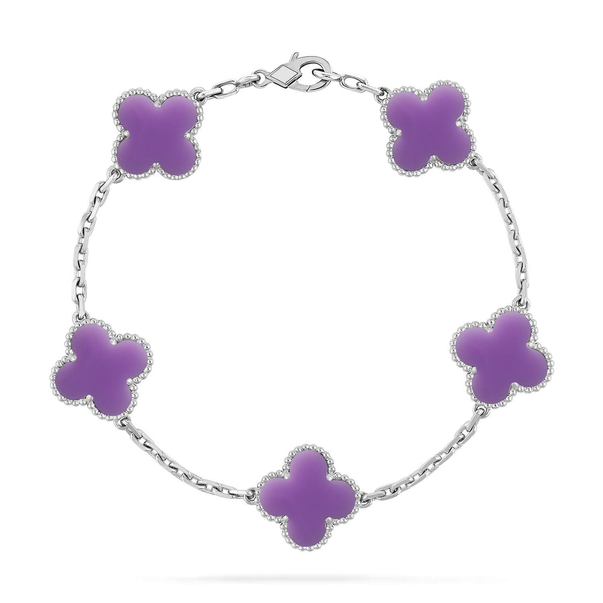[⭐⭐JeweliWhal]KOLLEKTION ARMBAND MIT 5 KLEEBLATT-MOTIVEN IN HELLVIOLETT