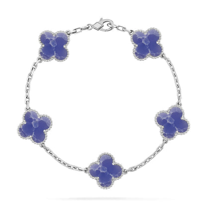 [⭐⭐JeweliWhal]CLOVER ARMBAND MIT 5 MOTIVEN, KOLLEKTION MIT BLAUEN ADERUNGEN