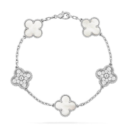 [⭐⭐JeweliWhal]CLOVER WHITE PEARL MOP 5 MOTIF BRACELET COLLECTION