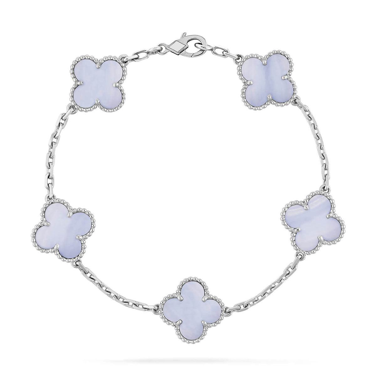 [⭐⭐JeweliWhal] KOLLEKTION CLOVER 5-MOTIV ARMBAND AUS LILA CHALCEDON