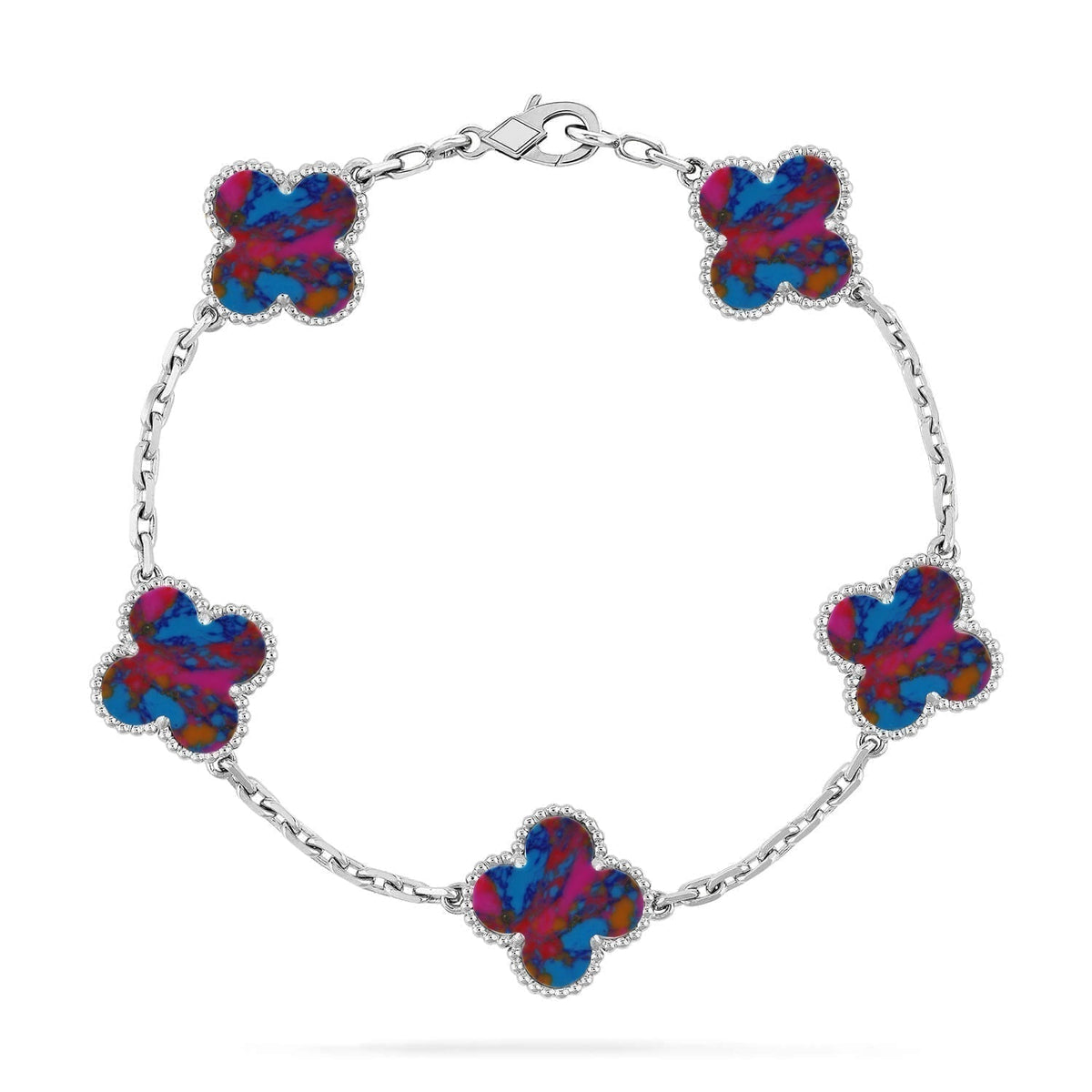 [⭐⭐JeweliWhal]CLOVER 5 MOTIF COLOR GEMSTONES BRACELET COLLECTION