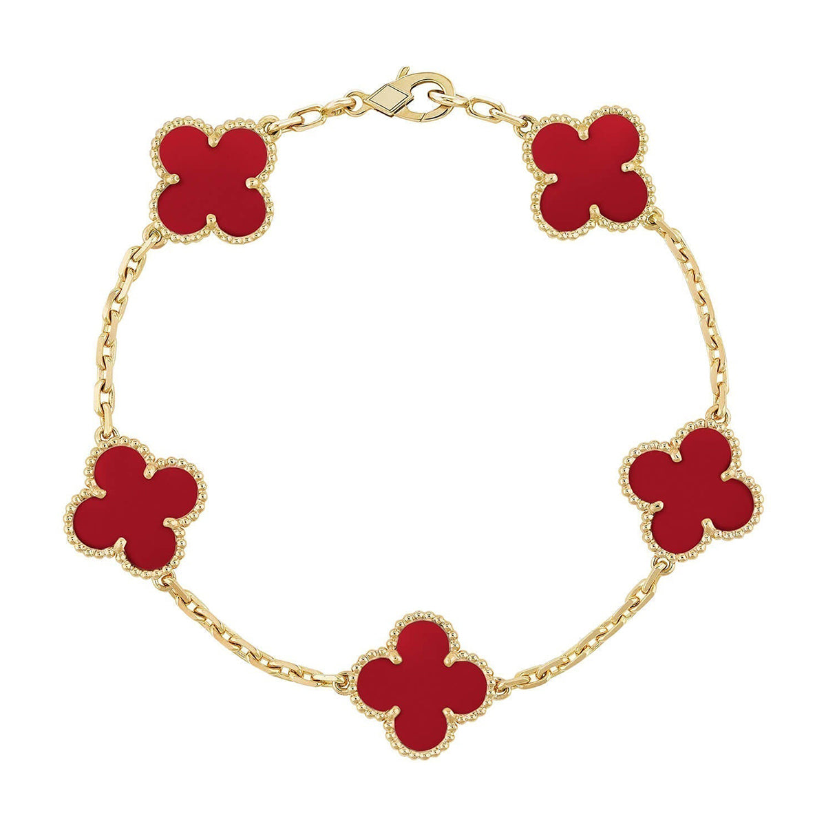 [⭐⭐JeweliWhal] CLOVER 5 MOTIF RED CORNELIAN BRACELET COLLECTION