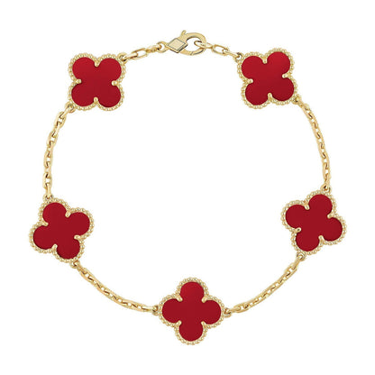 [⭐⭐JeweliWhal] CLOVER 5 MOTIF RED CORNELIAN BRACELET COLLECTION