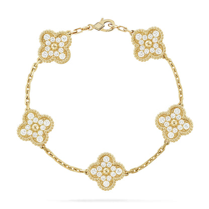 [⭐⭐JeweliWhal] CLOVER 5 MOTIF FULL DIAMOND BRACELET COLLECTION