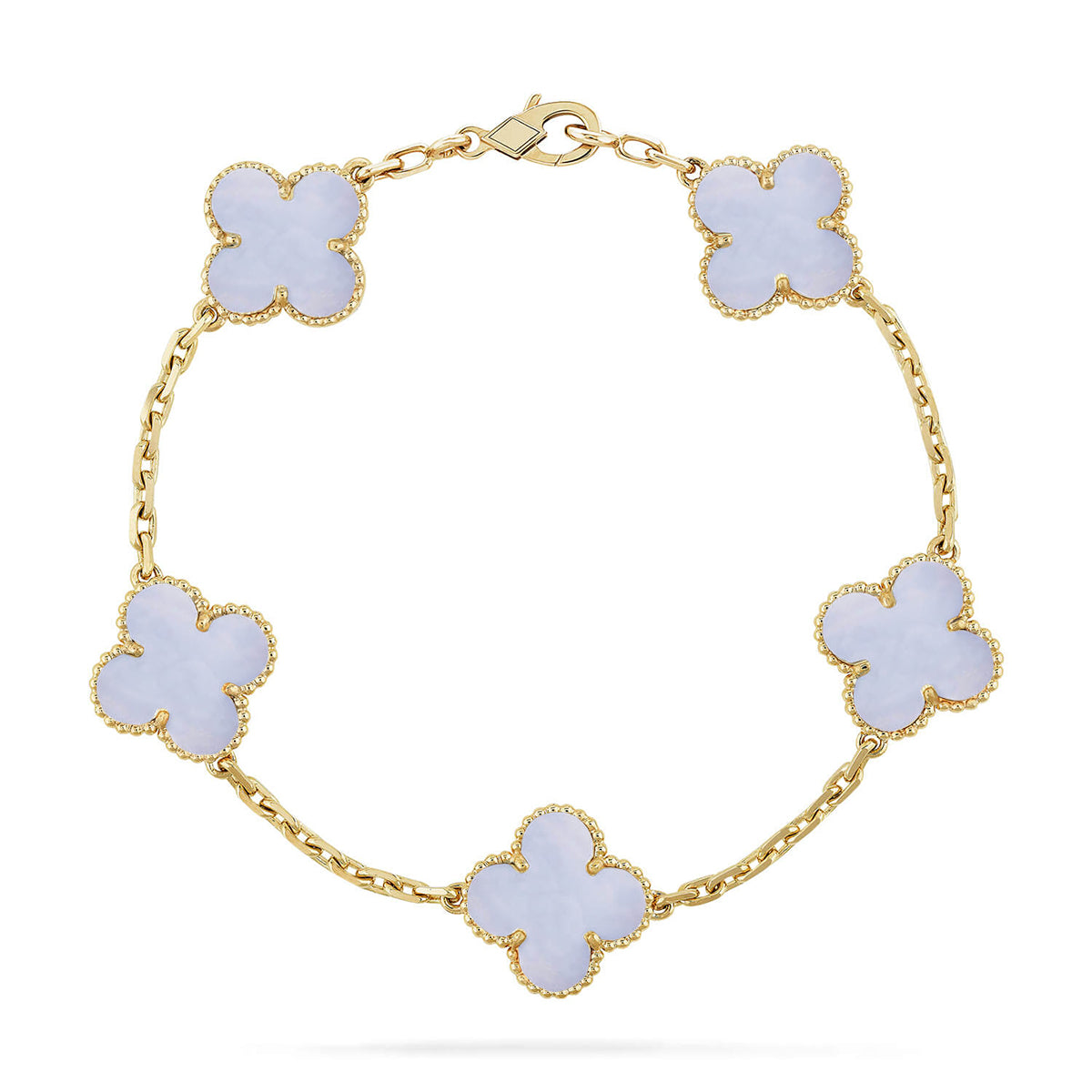 [⭐⭐JeweliWhal] KOLLEKTION CLOVER 5-MOTIV ARMBAND AUS LILA CHALCEDON