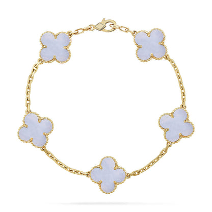 [⭐⭐JeweliWhal] KOLLEKTION CLOVER 5-MOTIV ARMBAND AUS LILA CHALCEDON