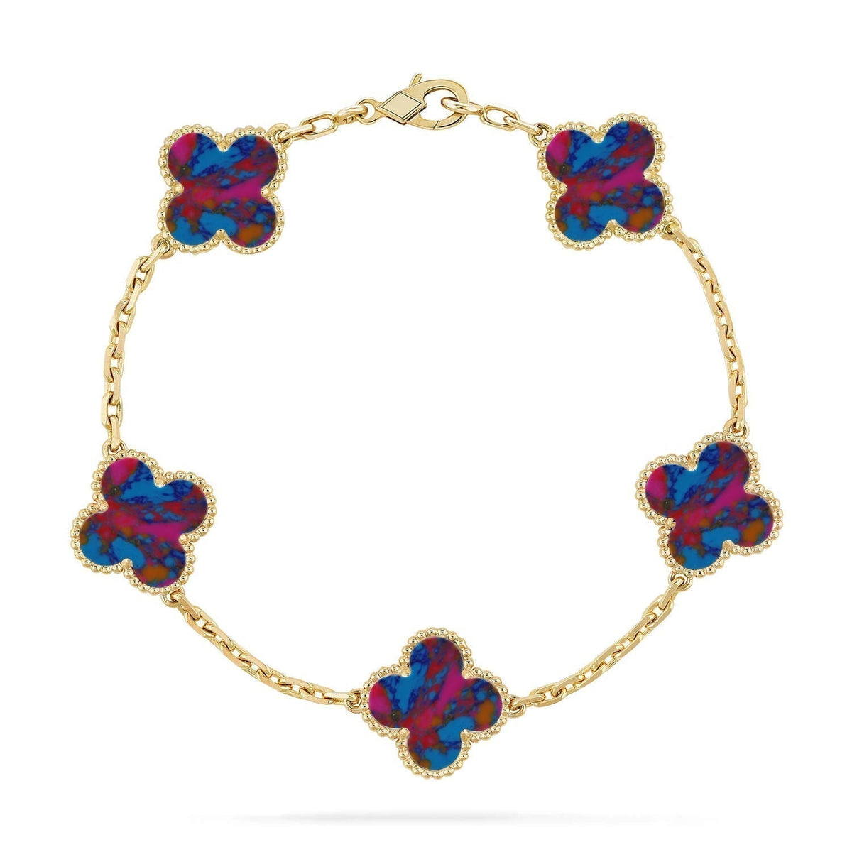 [⭐⭐JeweliWhal]CLOVER 5 MOTIF COLOR GEMSTONES BRACELET COLLECTION