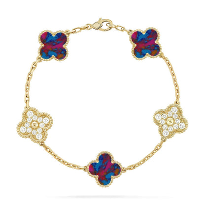 [⭐⭐JeweliWhal]CLOVER 5 MOTIF COLOR GEMSTONES BRACELET COLLECTION