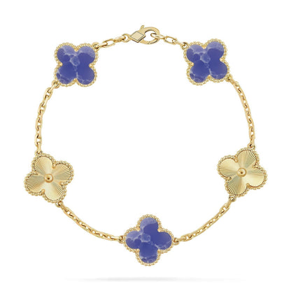 [⭐⭐JeweliWhal]CLOVER ARMBAND MIT 5 MOTIVEN, KOLLEKTION MIT BLAUEN ADERUNGEN