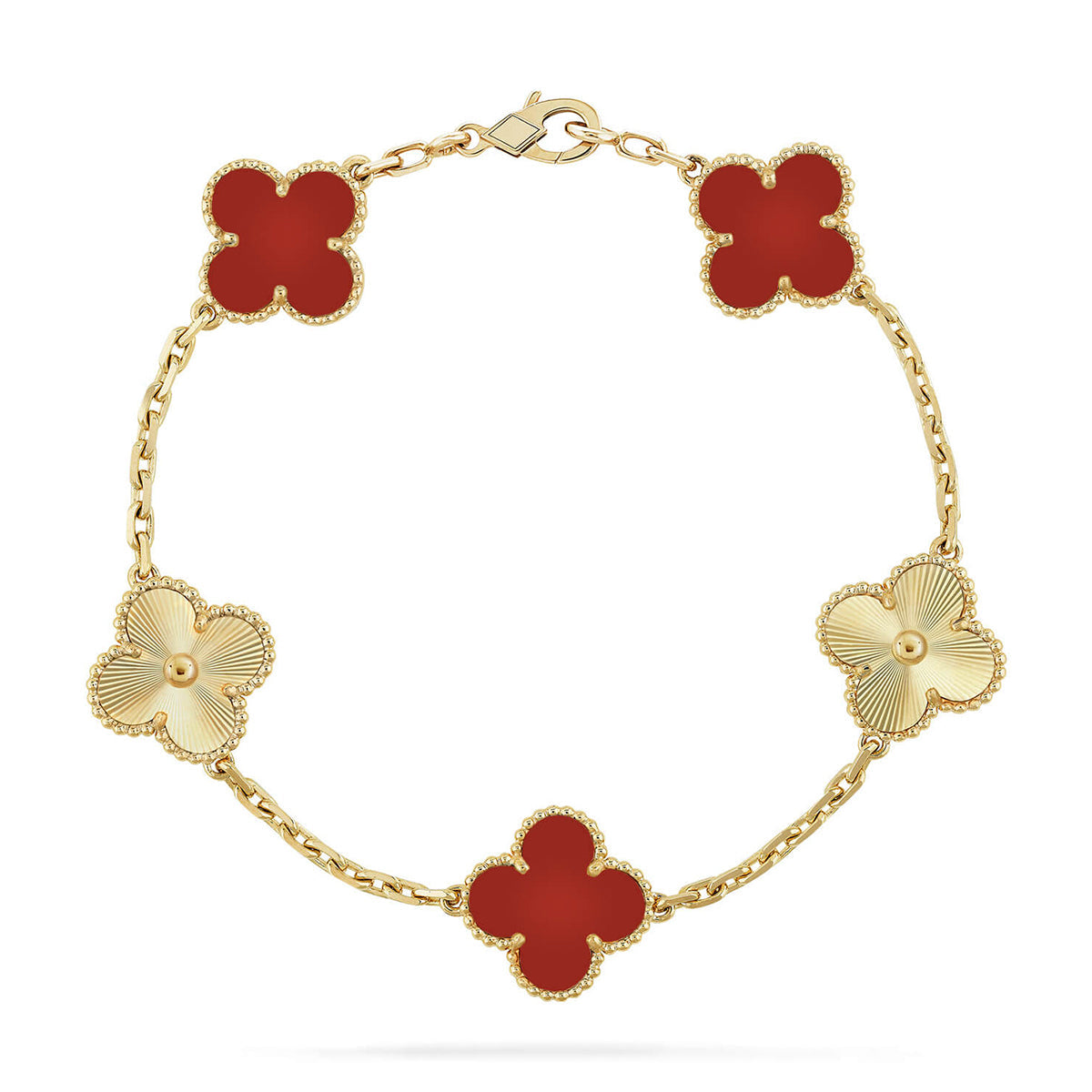 [⭐⭐JeweliWhal] CLOVER 5 MOTIF RED CORNELIAN BRACELET COLLECTION