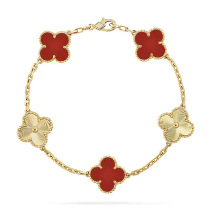 [⭐⭐JeweliWhal] CLOVER 5 MOTIF RED CORNELIAN BRACELET COLLECTION