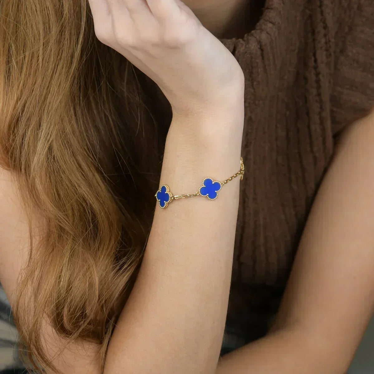 [⭐⭐JeweliWhal] CLOVER 5 MOTIF BLUE AGATE BRACELET COLLECTION