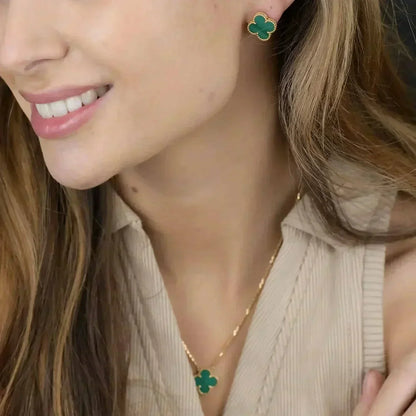 [⭐⭐JeweliWhal]CLOVER MINI 9.5MM MALACHITE  EARRINGS