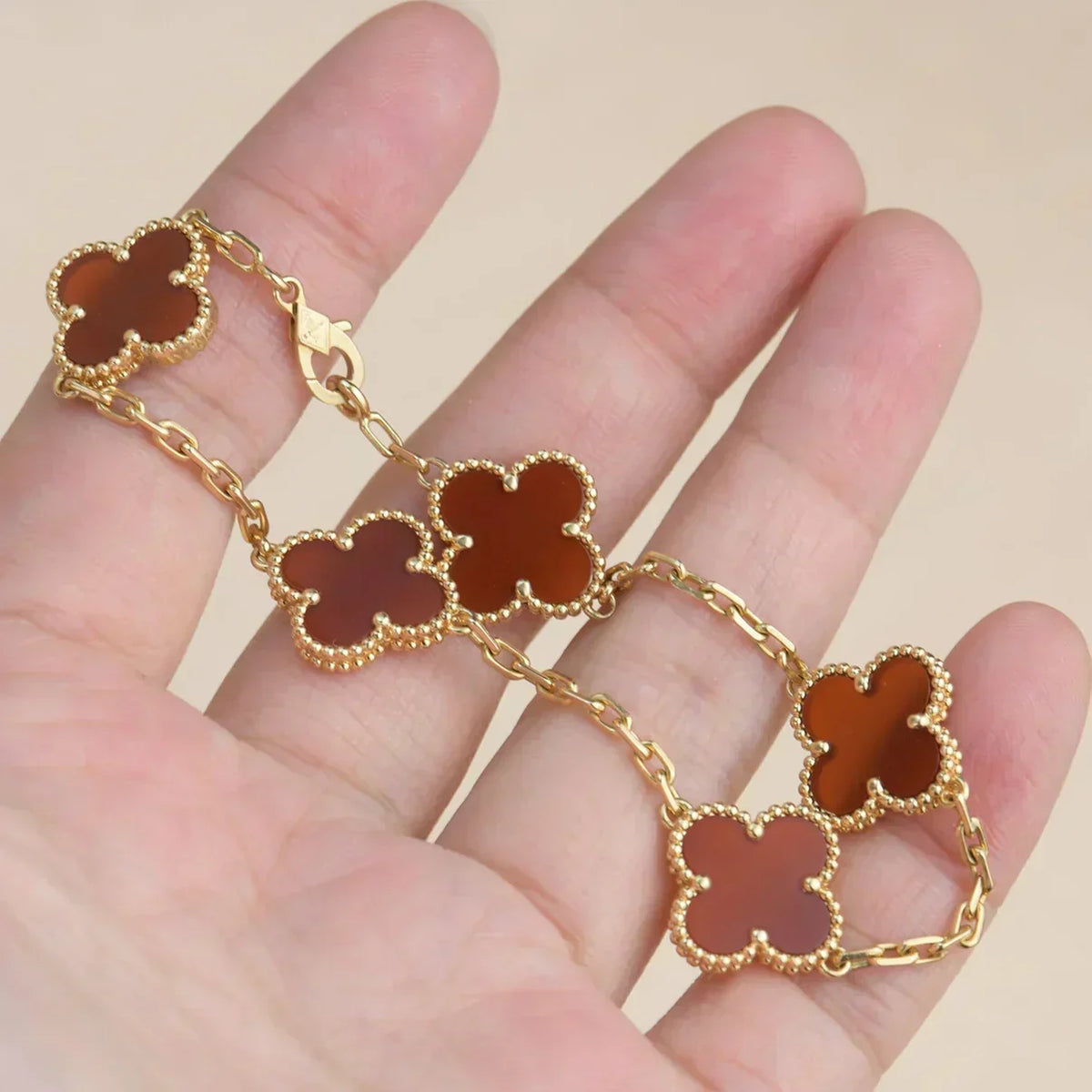 [⭐⭐JeweliWhal] CLOVER 5 MOTIF RED CORNELIAN BRACELET COLLECTION