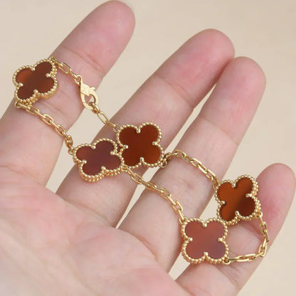 [⭐⭐JeweliWhal] CLOVER 5 MOTIF RED CORNELIAN BRACELET COLLECTION