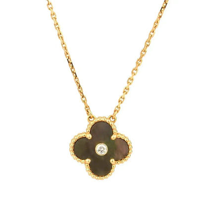 [⭐⭐JeweliWhal]CLOVER 15MM DIAMOND AND MOTHER-OF-GREY NECKLACE
