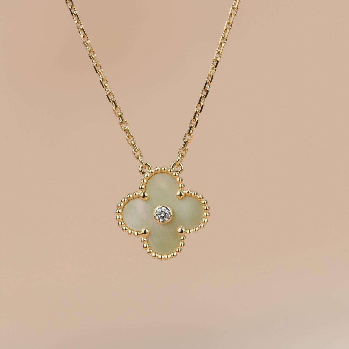[⭐⭐JeweliWhal]CLOVER 15MM DIAMOND GOLD MOTHER OF PEARL NECKLACE
