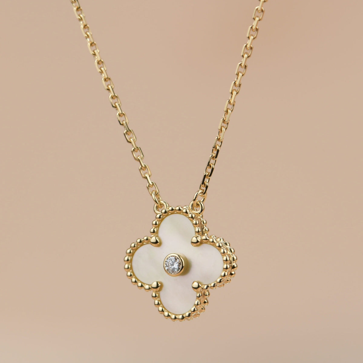 [⭐⭐JeweliWhal]CLOVER 15MM DIAMOND GOLD MOTHER OF PEARL NECKLACE