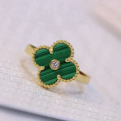 [⭐⭐JeweliWhal]KLEEBLATT MALACHIT RING GOLD DIAMANT