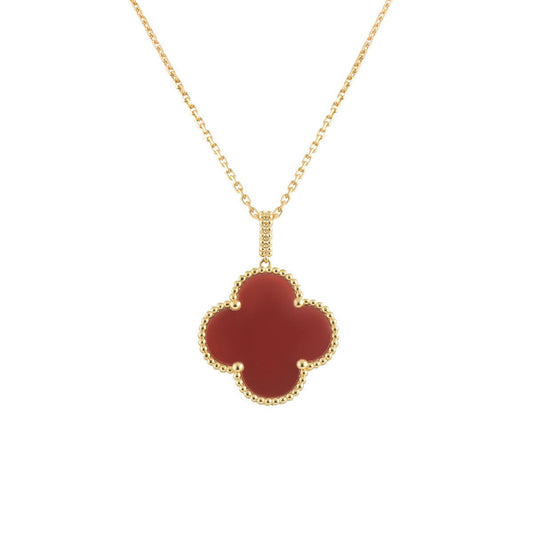 [⭐⭐JeweliWhal]CLOVER 25MM NECKLACE GOLD CARNELIAN