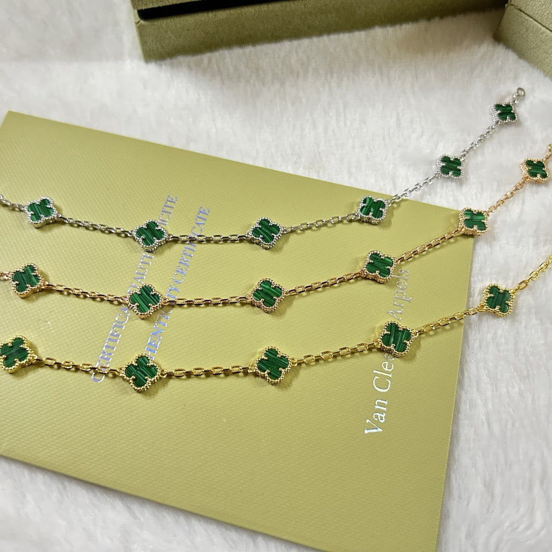 [⭐⭐JeweliWhal]CLOVER 6 MOTIF MALACHITE BRACELET