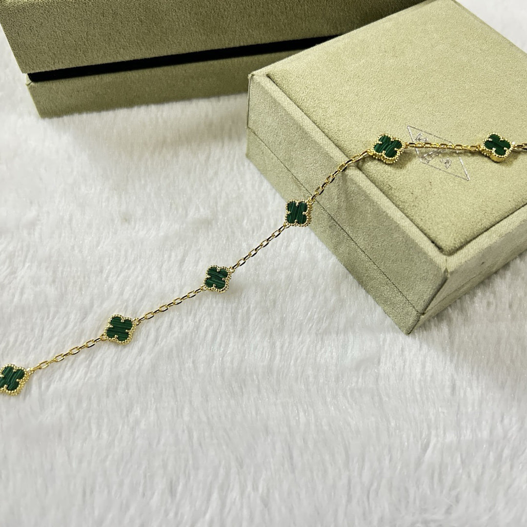 [⭐⭐JeweliWhal]CLOVER 6 MOTIF MALACHITE BRACELET