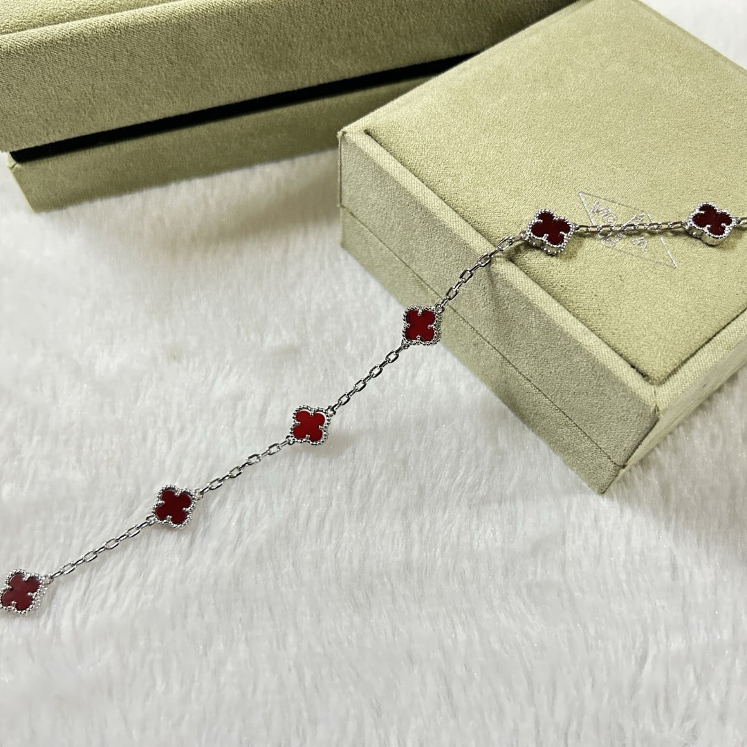[⭐⭐JeweliWhal]CLOVER 6 MOTIF RED AGATE BRACELET