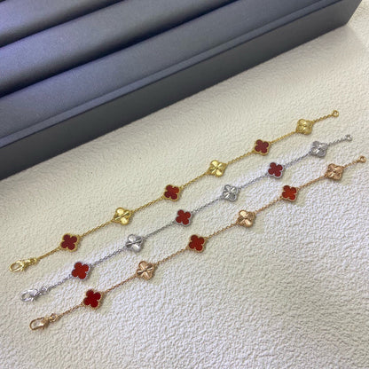 [⭐⭐JeweliWhal]CLOVER 6 MOTIF RED AGATE LASER BRACELET