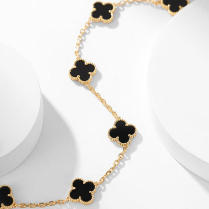[⭐⭐JeweliWhal]CLOVER 10 MOTIVE ONYX-HALSKETTE
