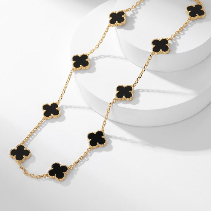 [⭐⭐JeweliWhal]CLOVER 10 MOTIVE ONYX-HALSKETTE