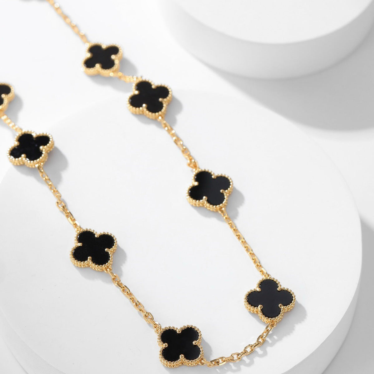 [⭐⭐JeweliWhal]CLOVER 10 MOTIVE ONYX-HALSKETTE