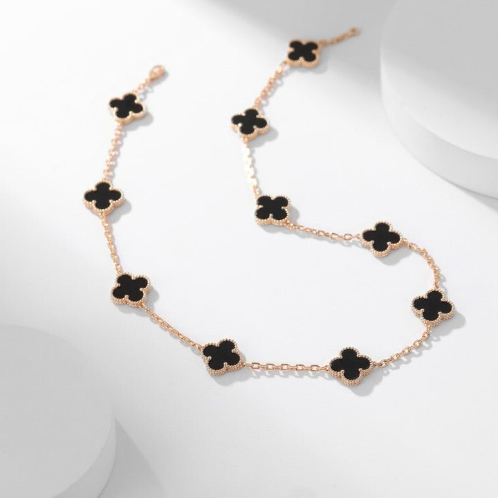 [⭐⭐JeweliWhal]CLOVER 10 MOTIVE ONYX-HALSKETTE
